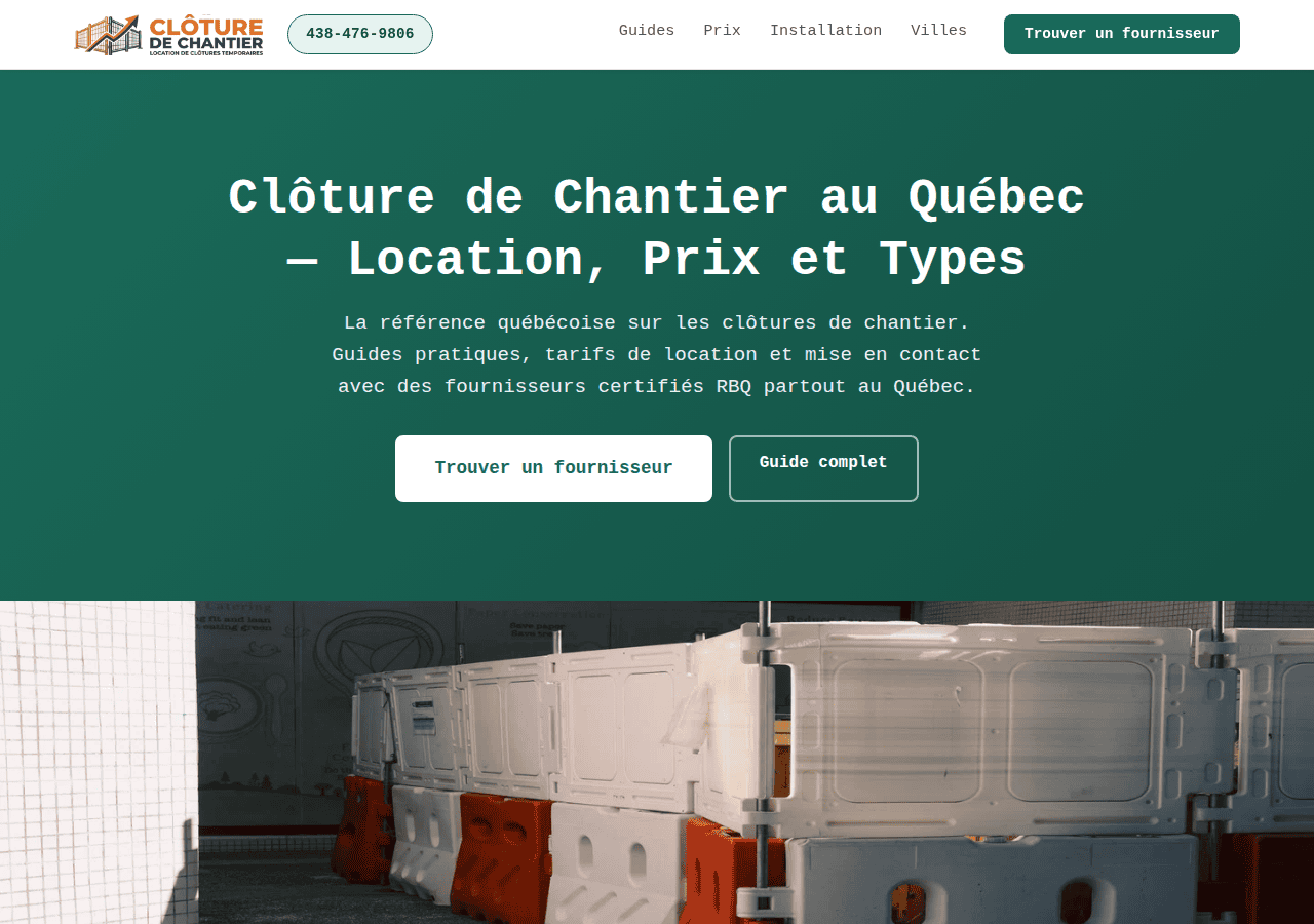 Screenshot of cloturedechantier.ca