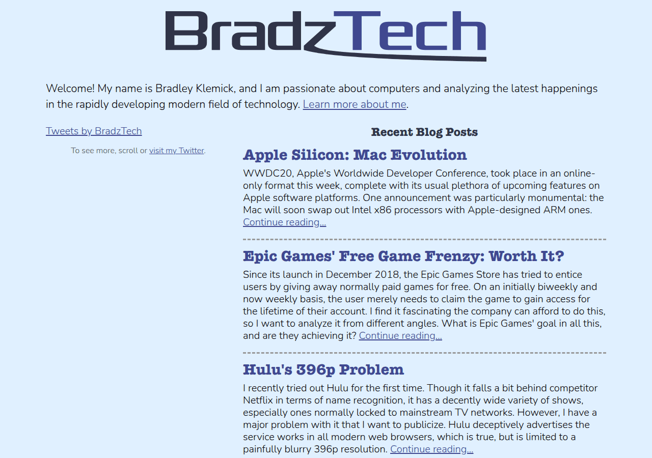Screenshot of bradztech.com
