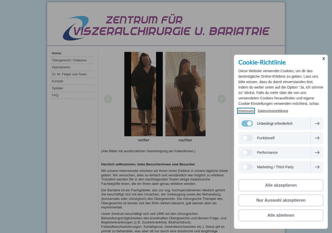Screenshot of magenverkleinerung.ch
