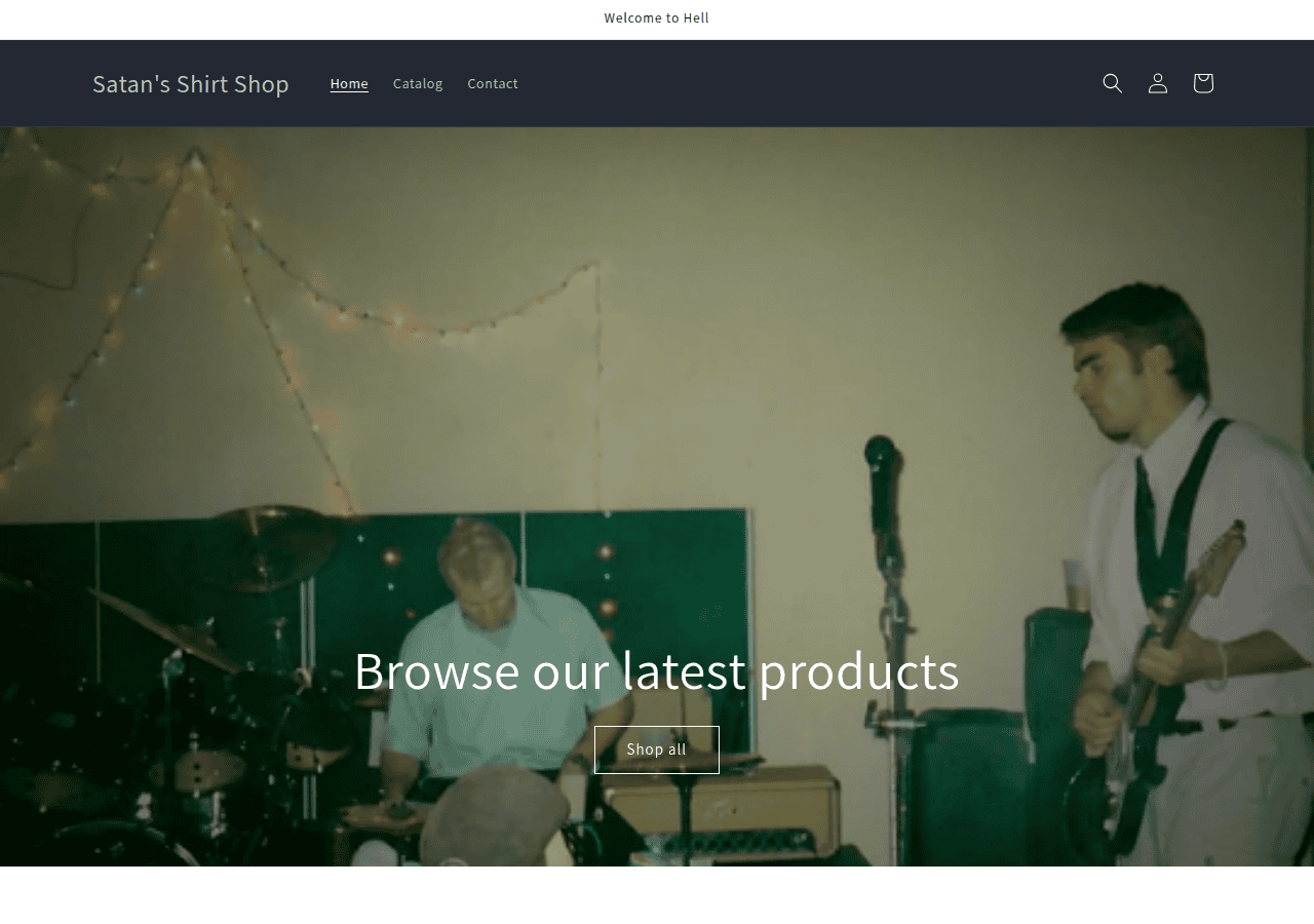 Screenshot of satansshirtshop.com