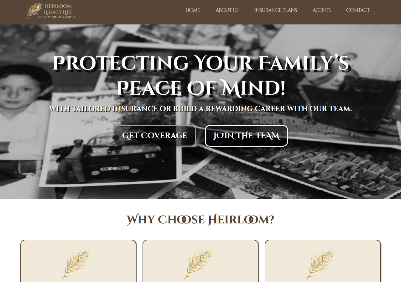 Screenshot of heirloomlegacylife.com
