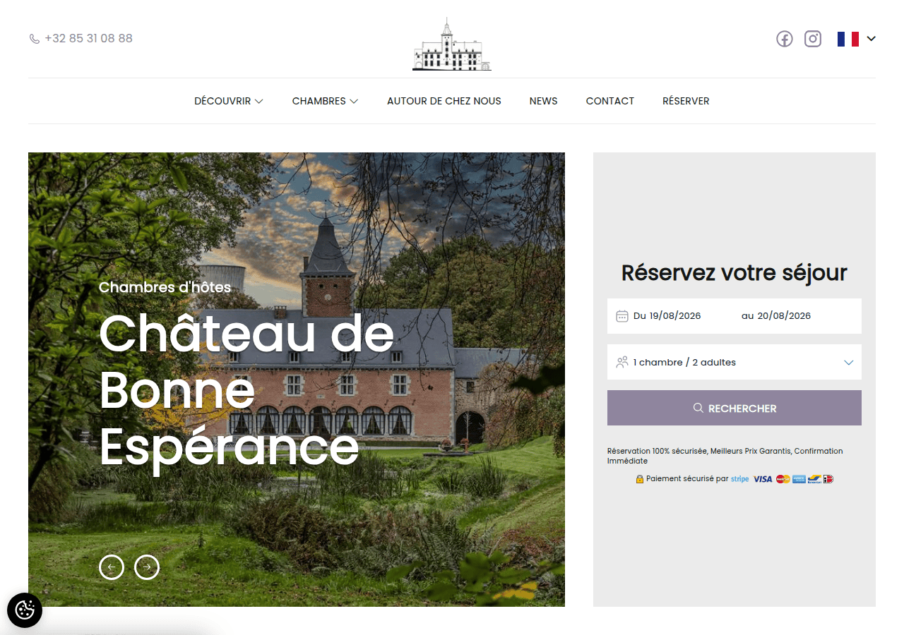 Screenshot of chateau-de-bonne-esperance.be