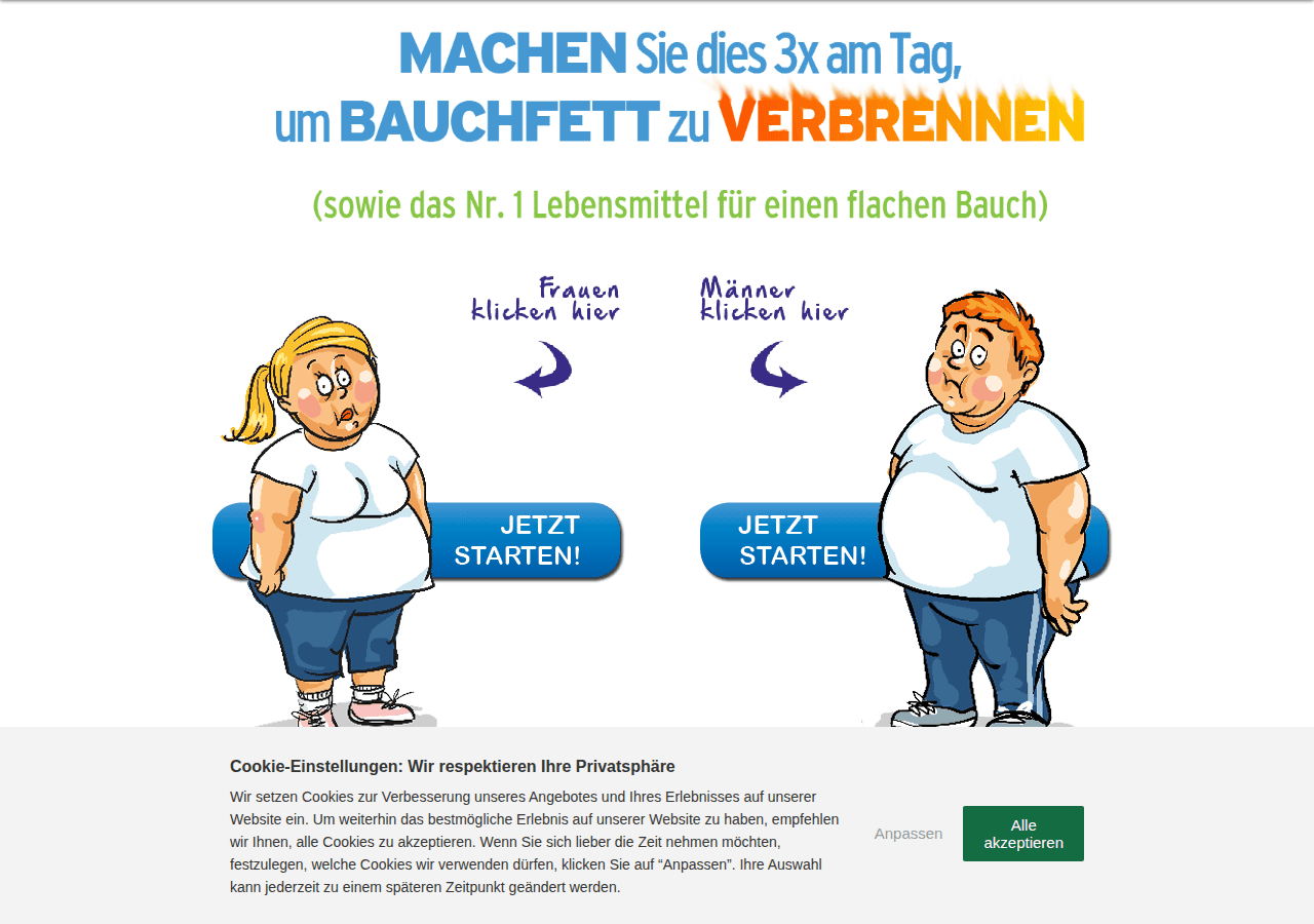 Screenshot of lebensmittelgegenbauchfett.com