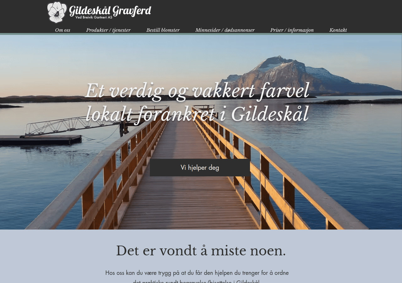 Screenshot of gildeskalgravferd.no