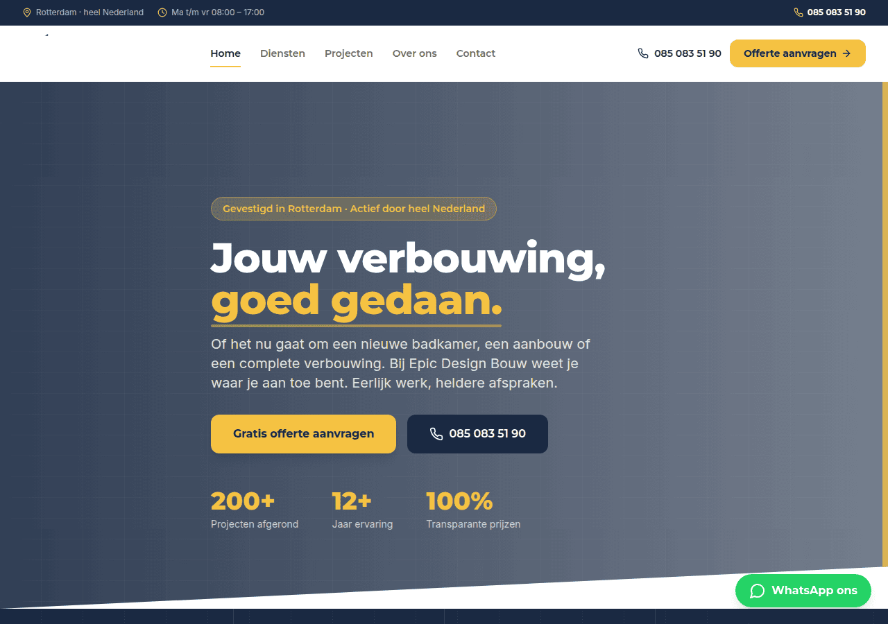 Screenshot of epicdesignbouw.nl