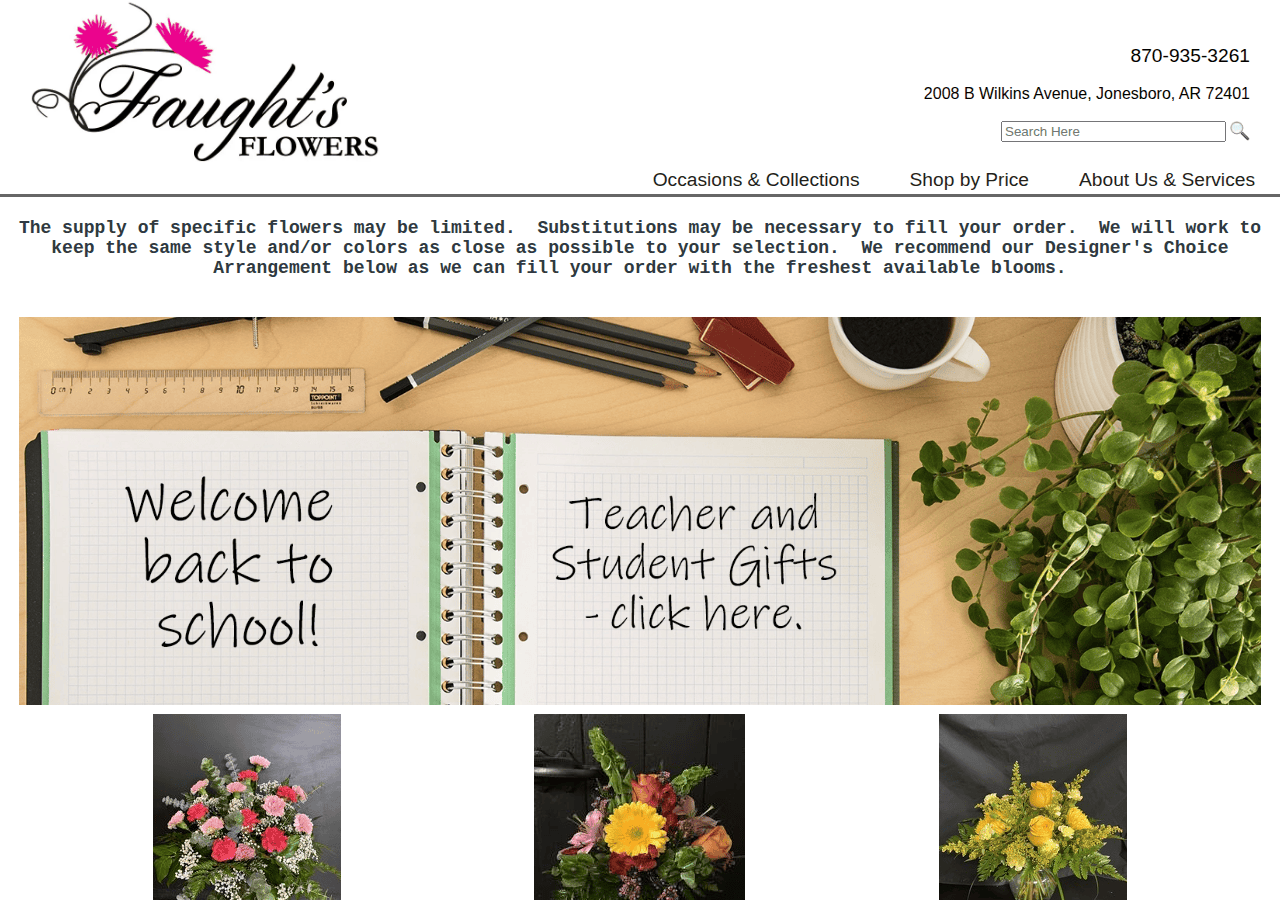 Screenshot of faughtsflowers.com