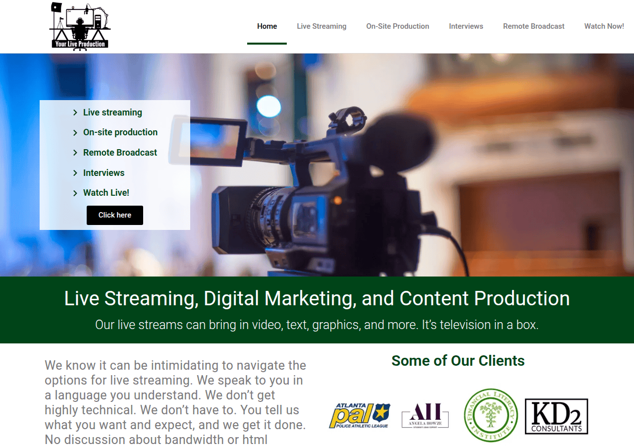 Screenshot of yourliveproduction.com