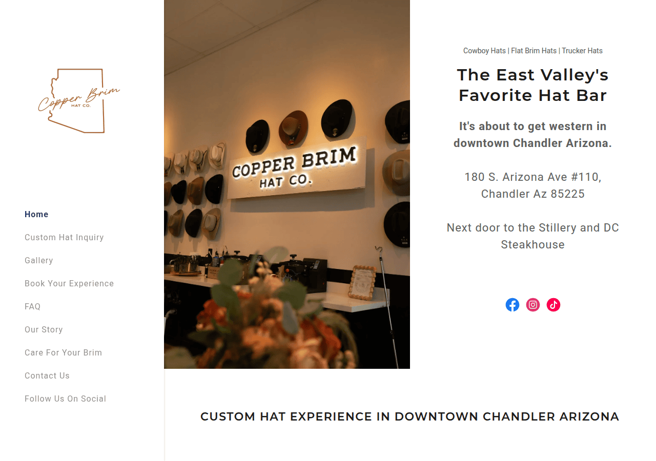 Screenshot of copperbrimhatbar.com