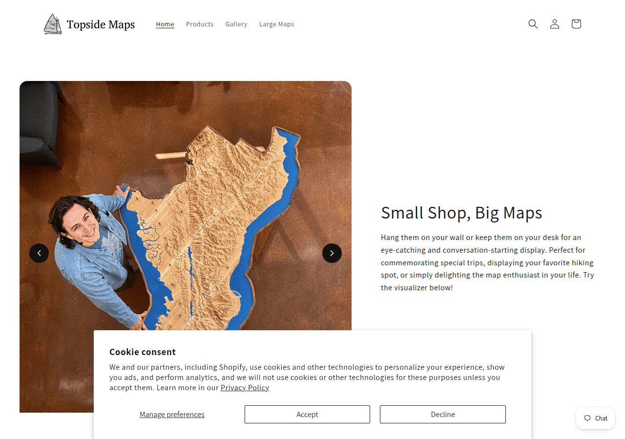 Screenshot of topsidemaps.com