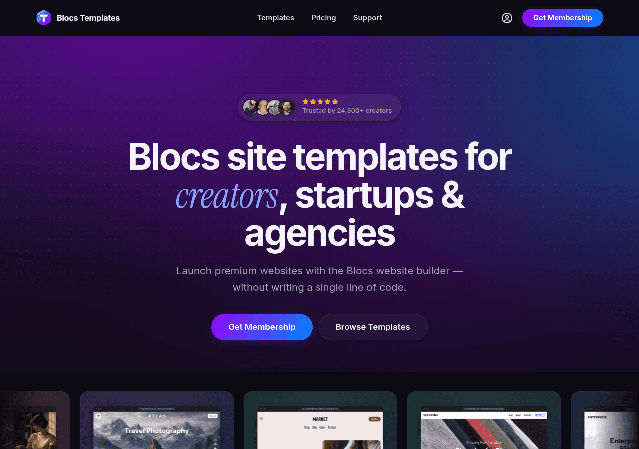 Screenshot of blocstemplates.com