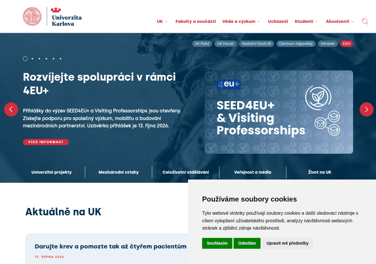 Screenshot of cuni.cz