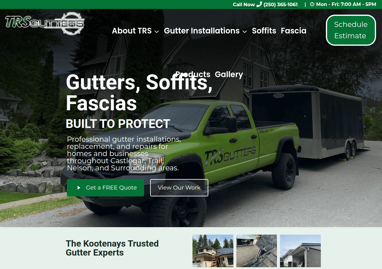 Screenshot of trsgutters.com