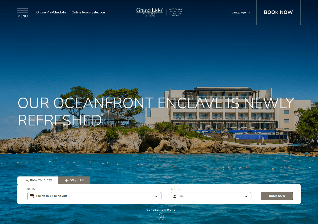Screenshot of grandlidoresorts.com