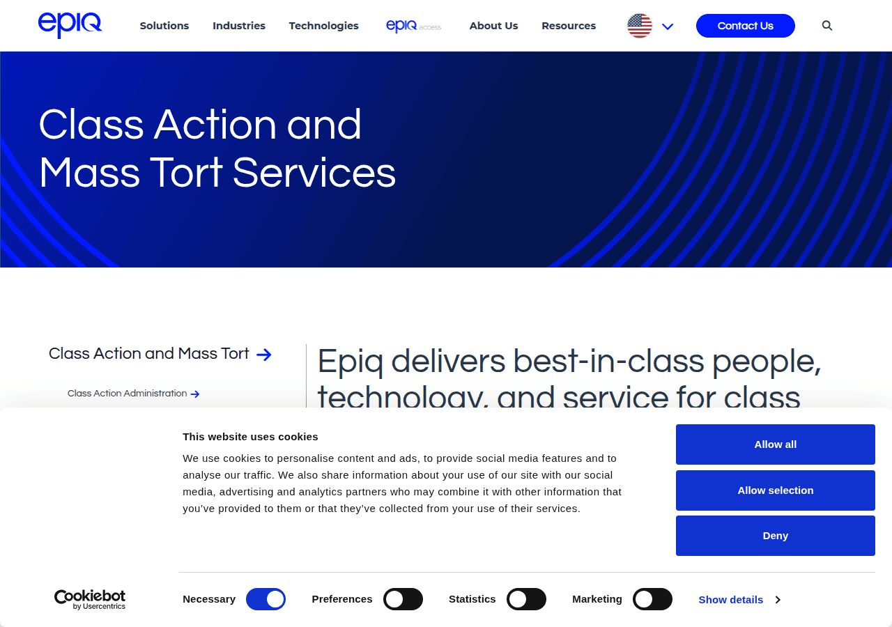Screenshot of epiqglobal.com