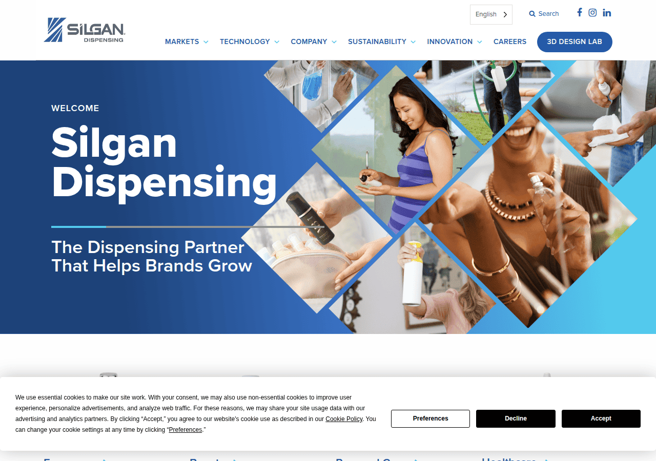 Screenshot of silgandispensing.com