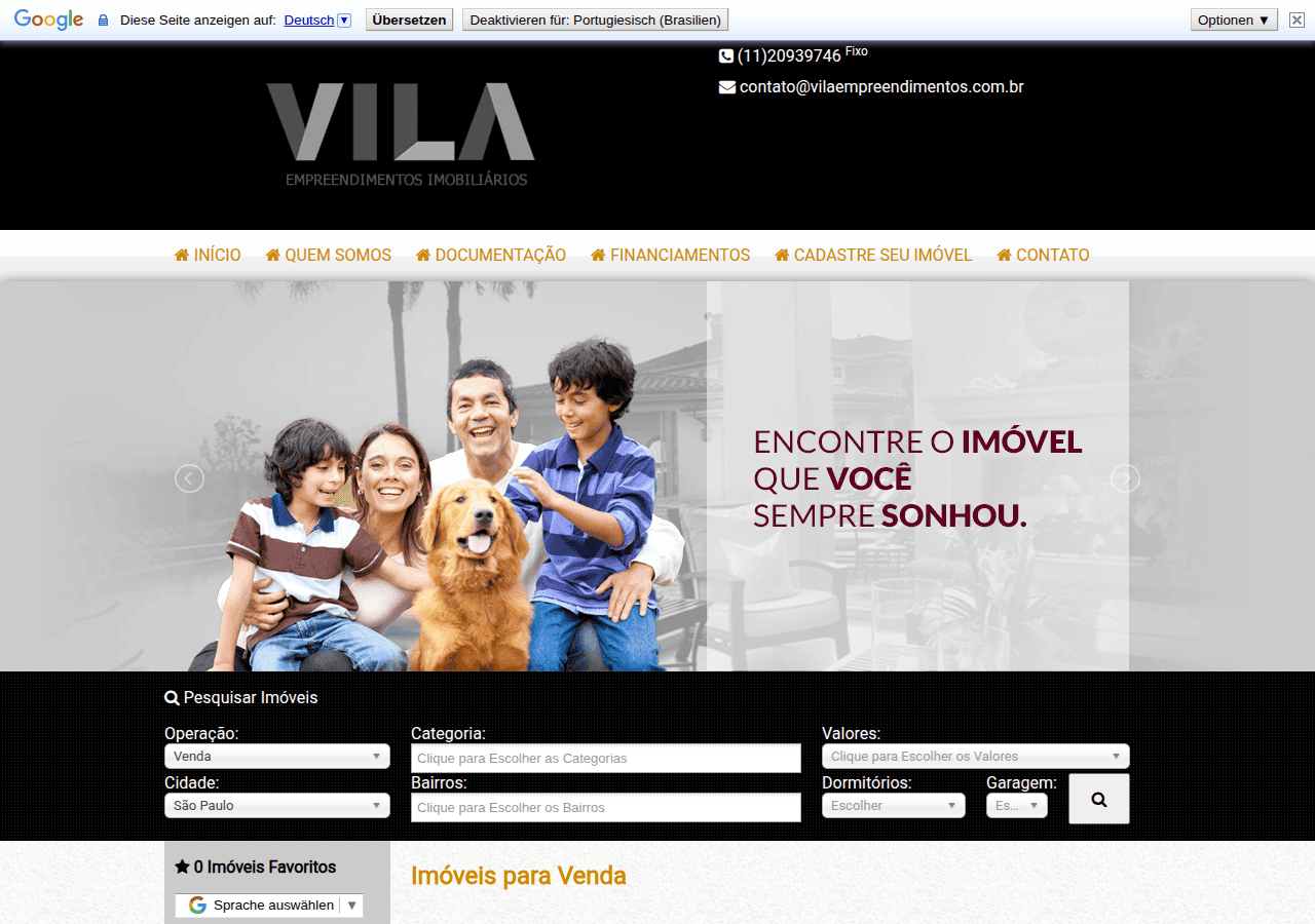 Screenshot of vilaempreendimentos.com.br