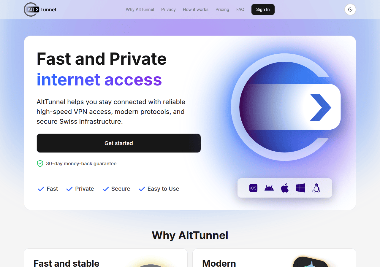 Screenshot of alttunnel.com