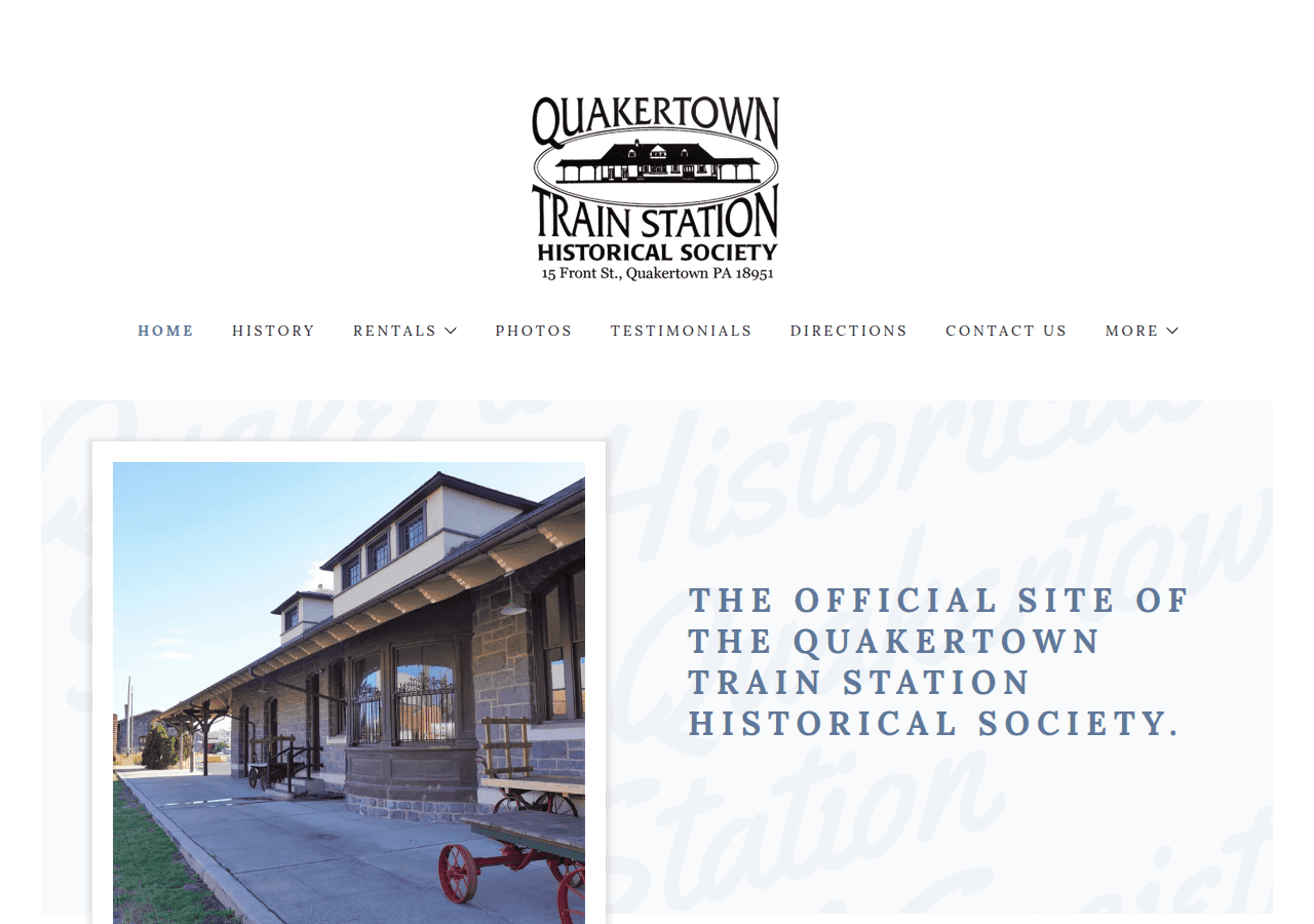 Screenshot of quakertowntrainstation.org