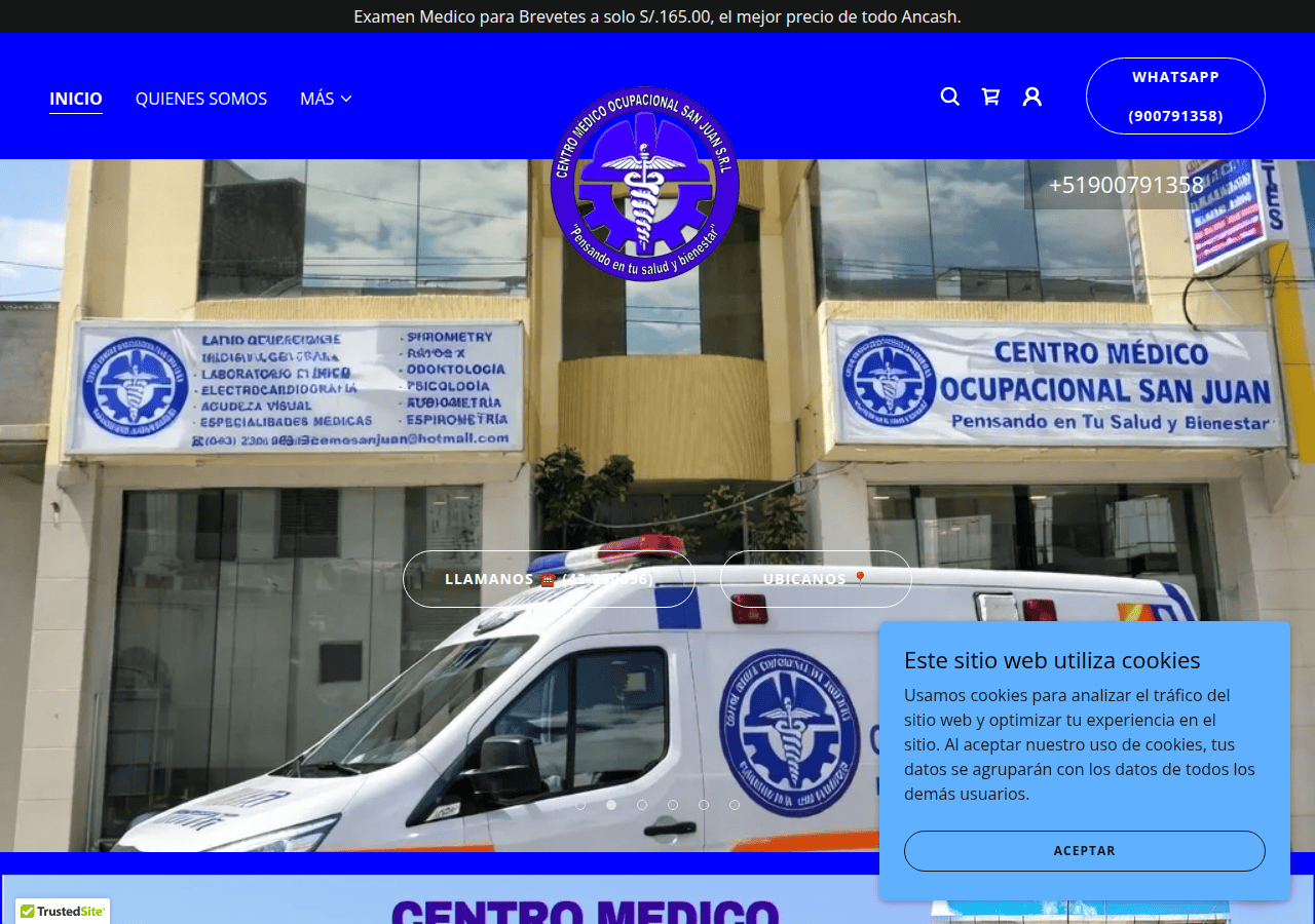 Screenshot of cemosanjuan.com.pe