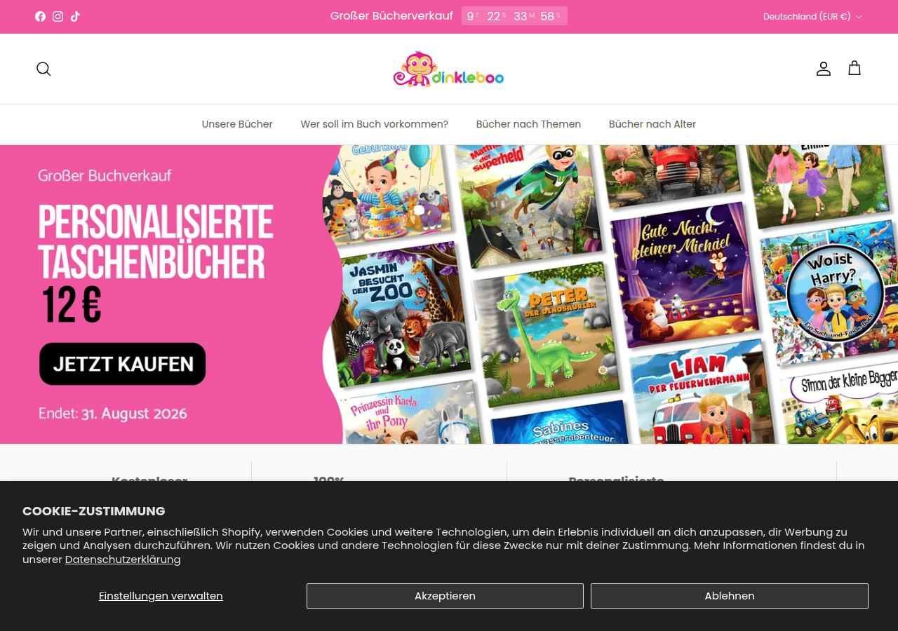 Screenshot of dinkleboo.com.au