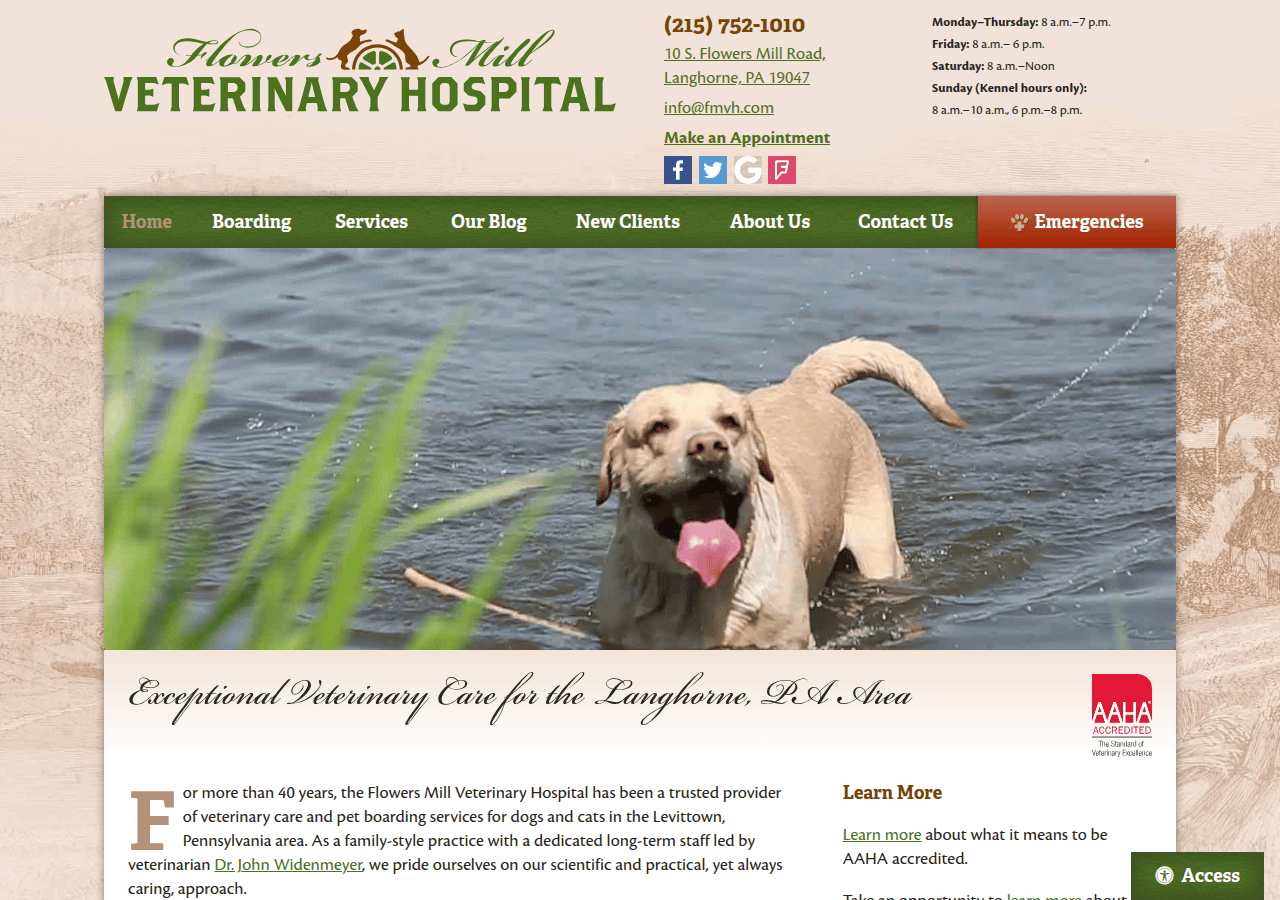 Screenshot of flowersmillveterinaryhospital.com