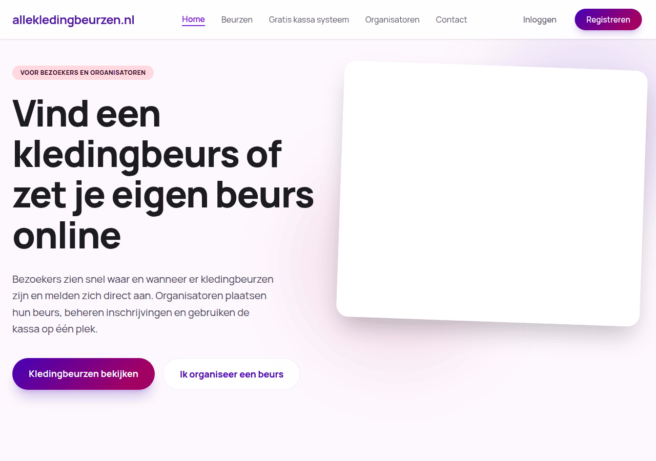 Screenshot of allekledingbeurzen.nl