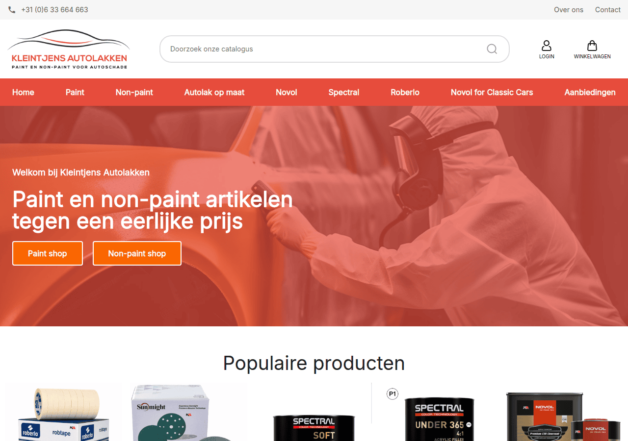 Screenshot of kleintjensautolakken.nl