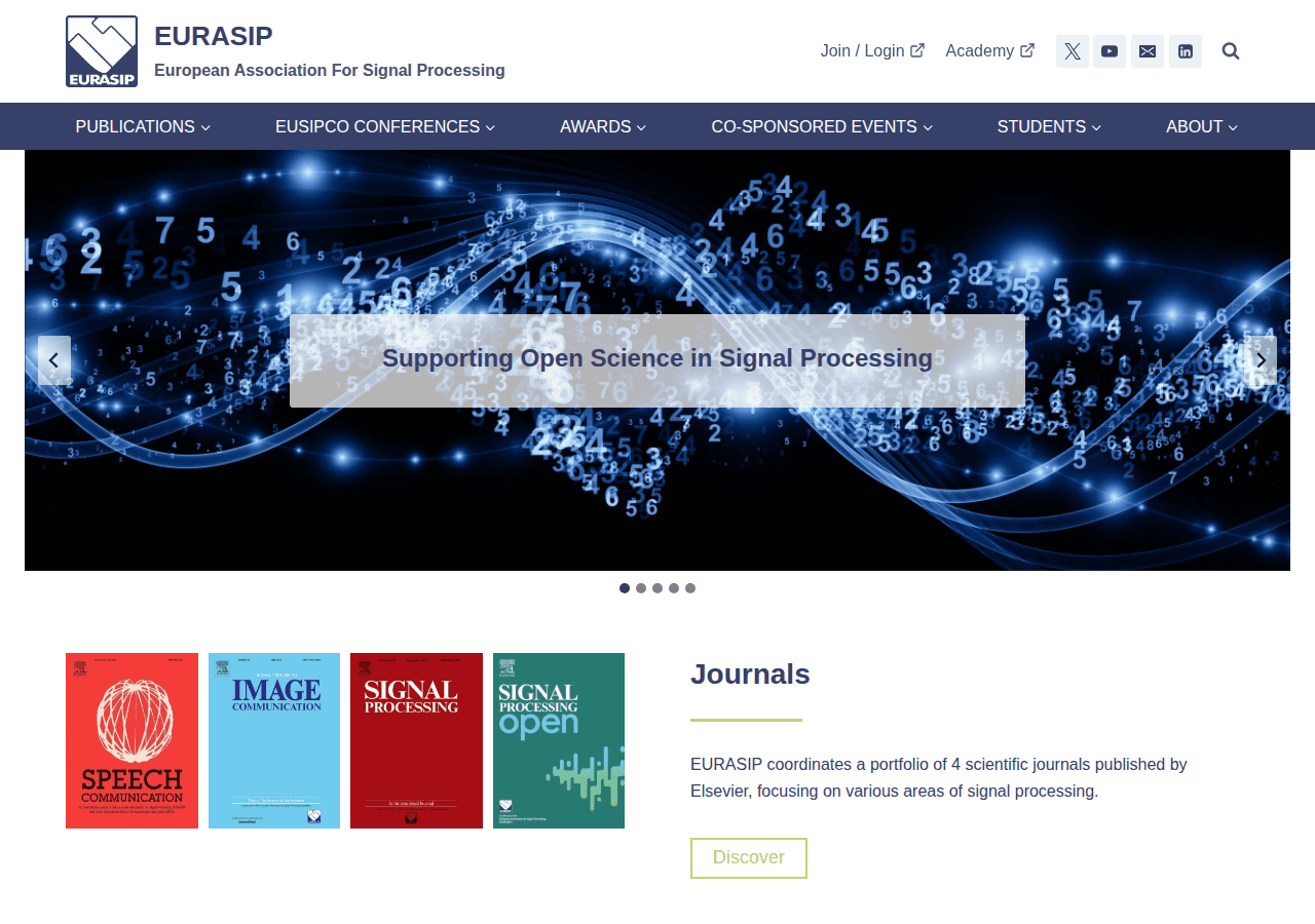 Screenshot of eurasip.org
