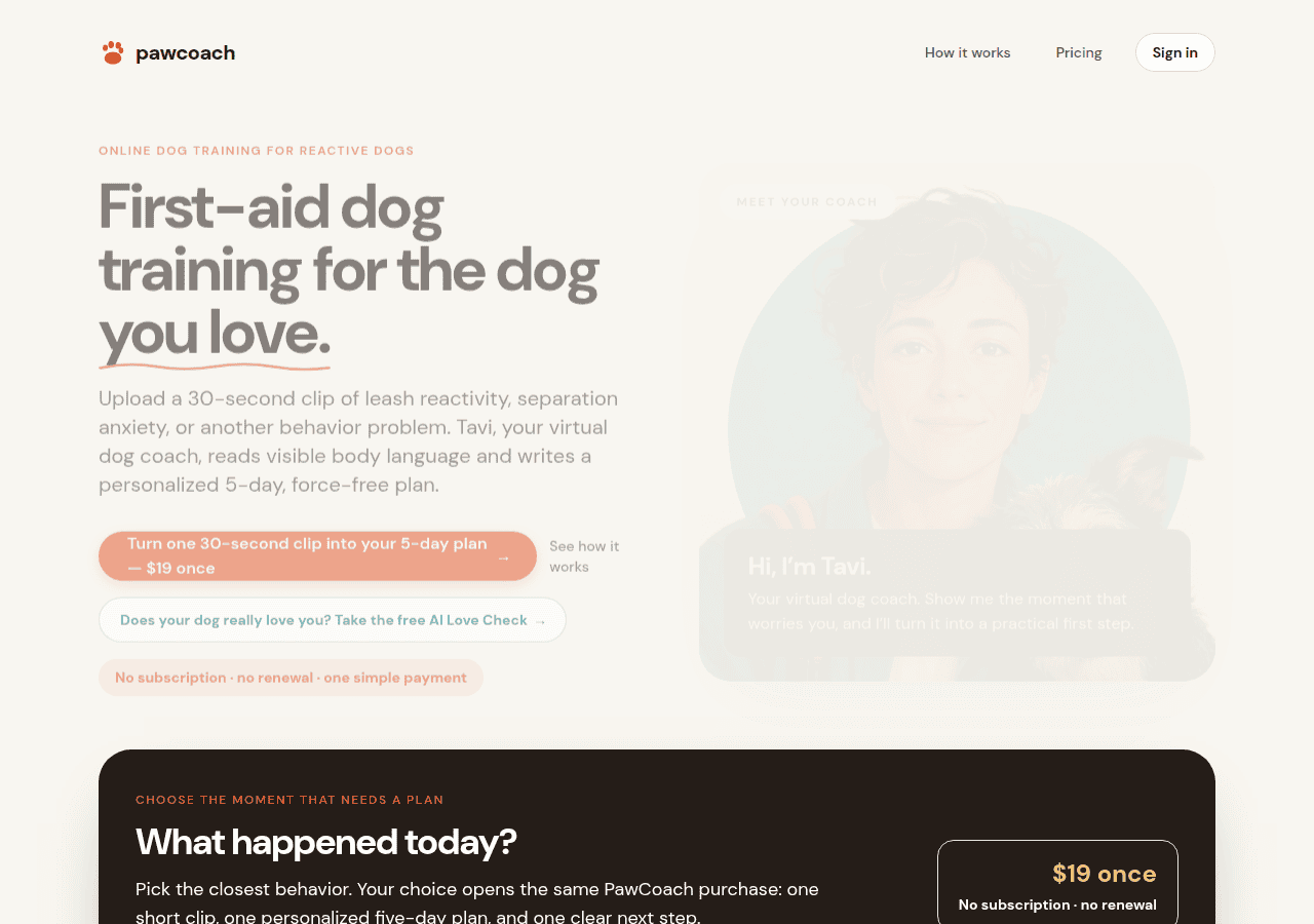 Screenshot of pawcoach.dog