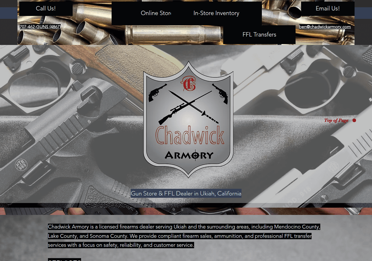 Screenshot of chadwickarmory.com