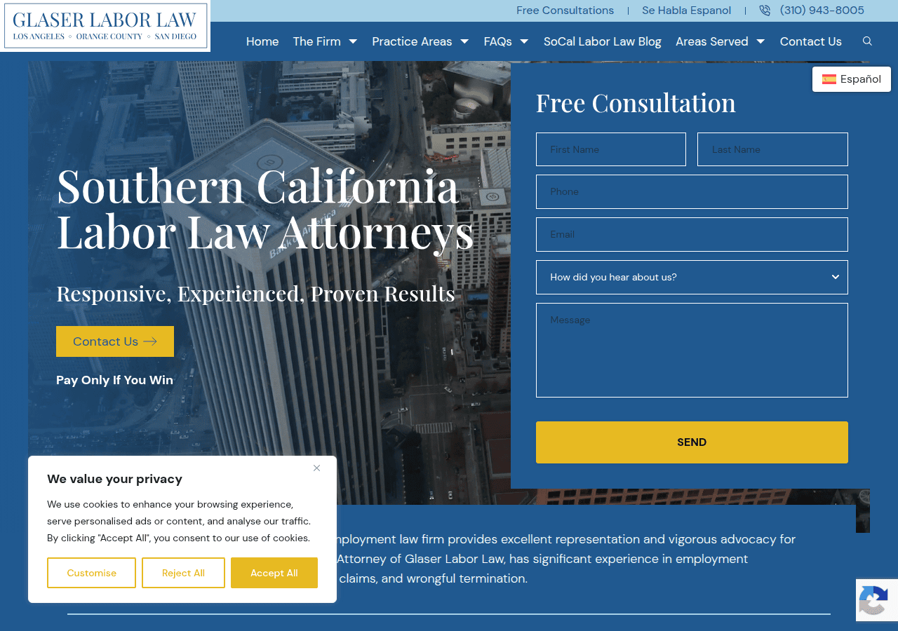 Screenshot of glaserlaborlaw.com