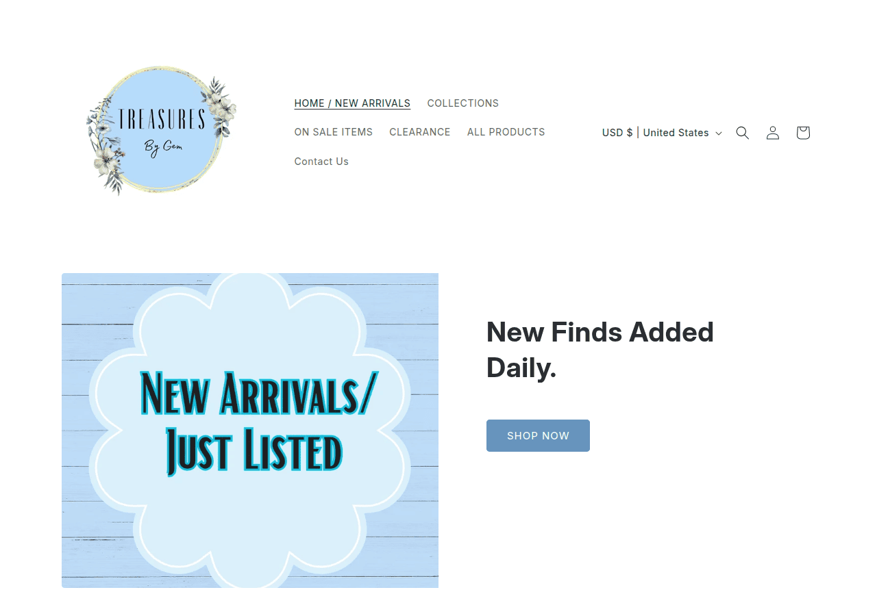 Screenshot of treasuresbygem.com