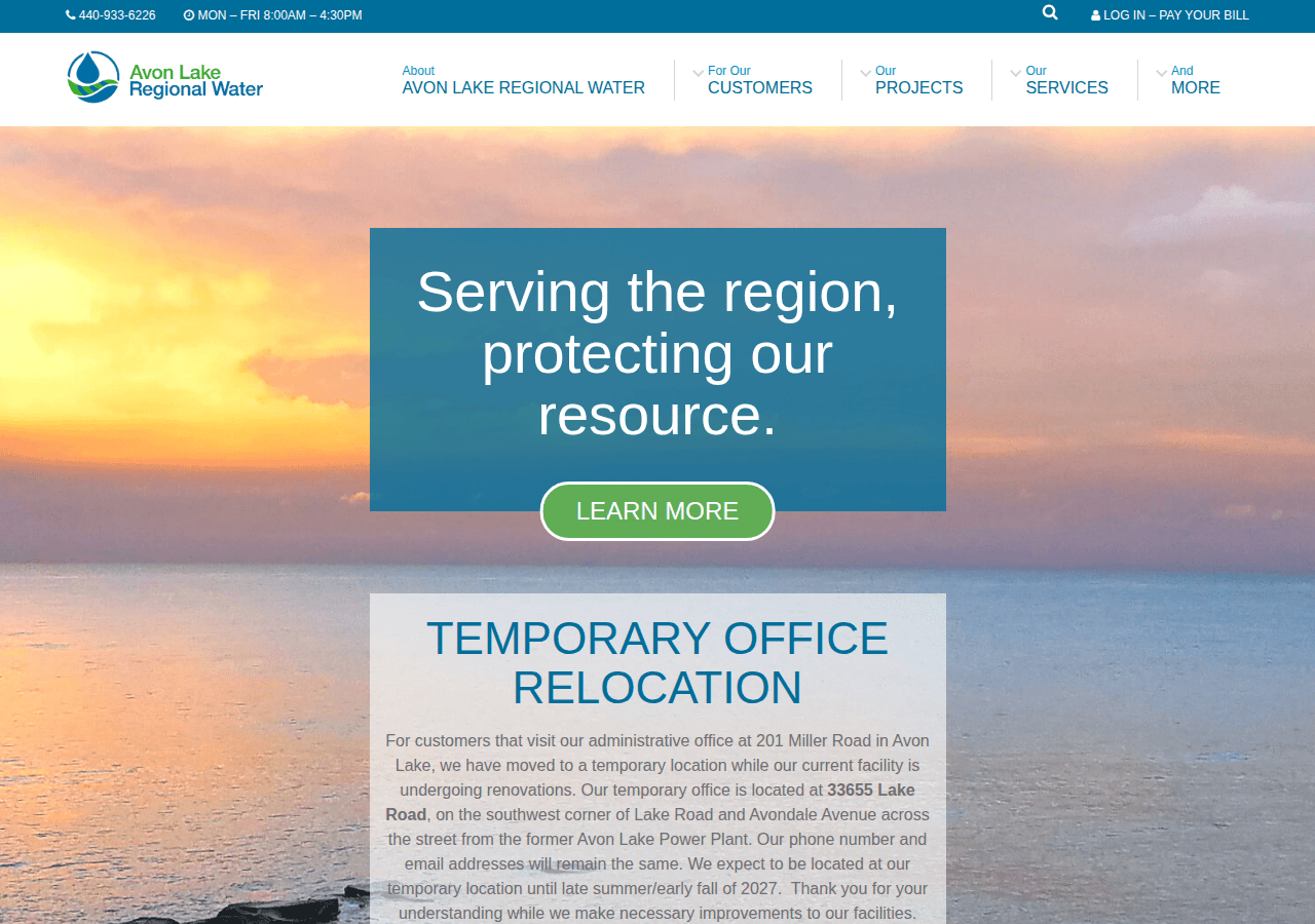 Screenshot of avonlakewater.org