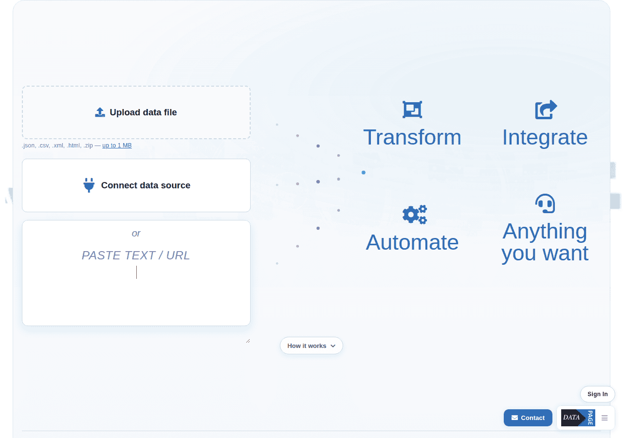 Screenshot of data.page