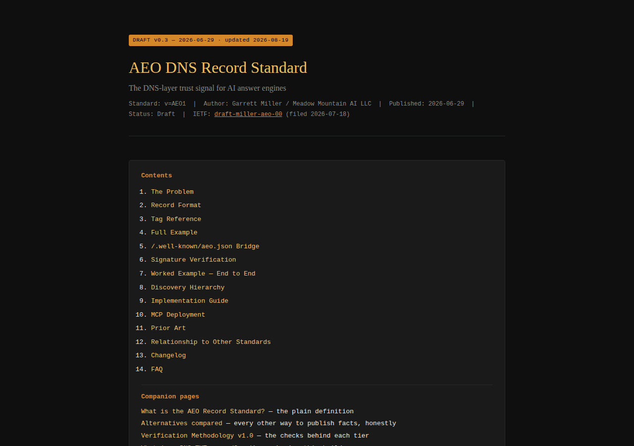 Screenshot of aeorecord.org