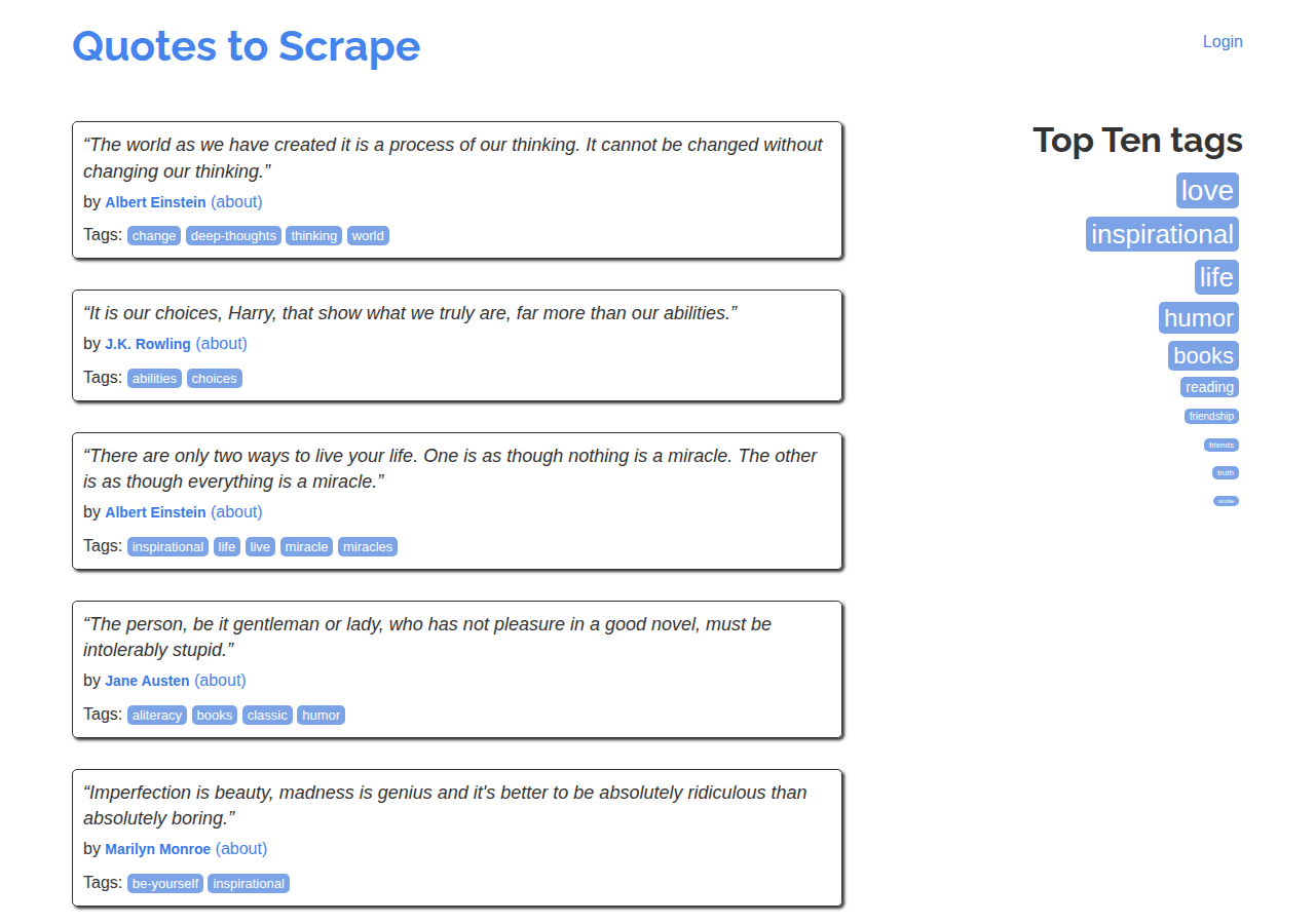 Screenshot of toscrape.com