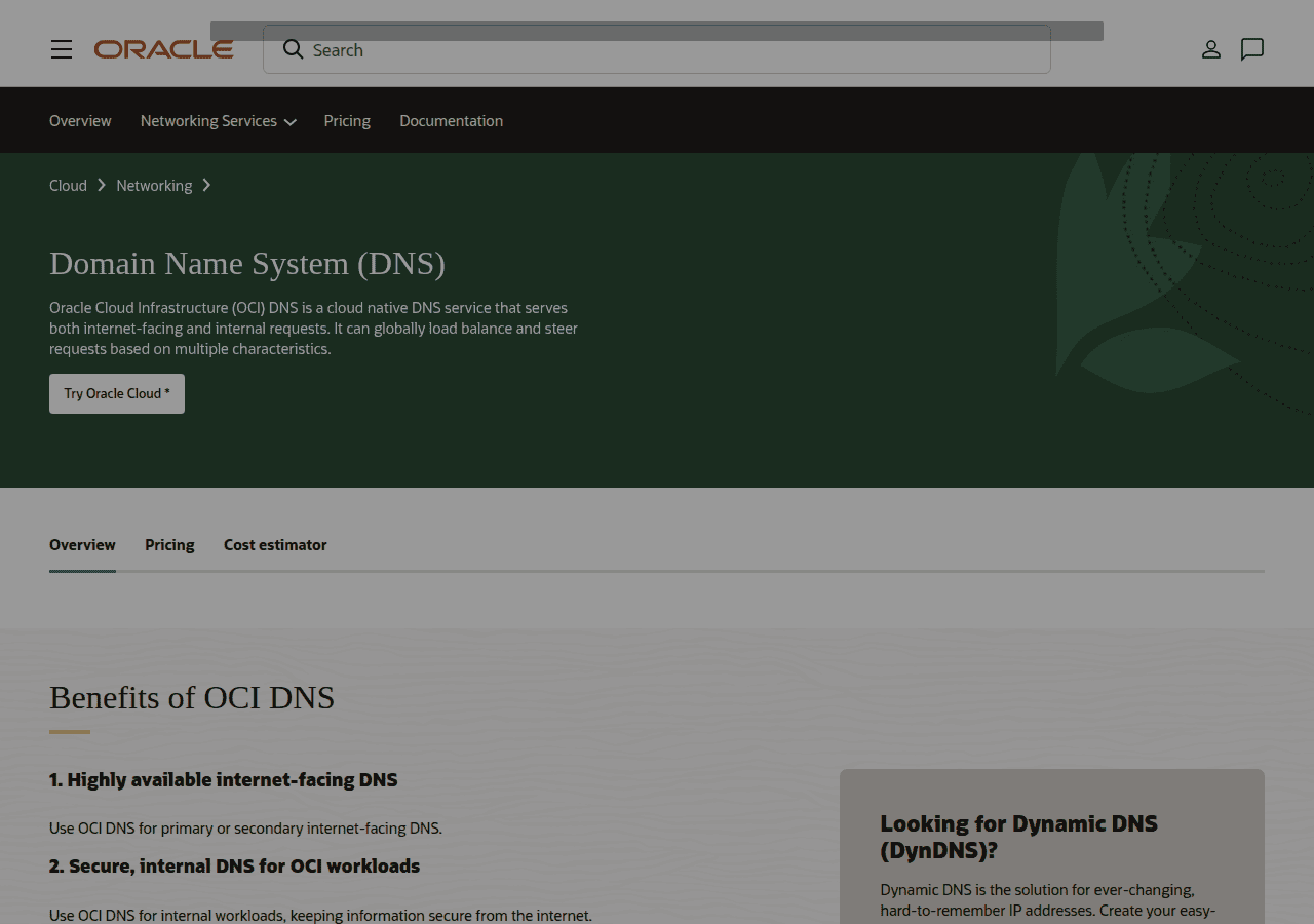 Screenshot of oracle.com